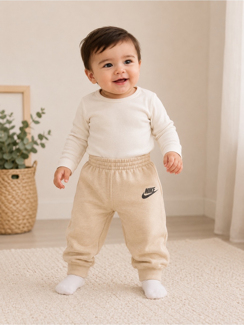Nike • Kids Beige Fleece Joggers